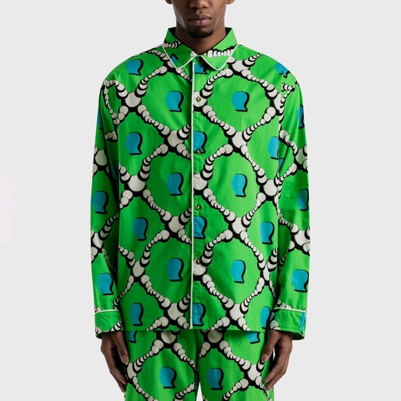 BRAIN DEAD Bubble Pajama Top Green Shirt - Picture 1 of 7